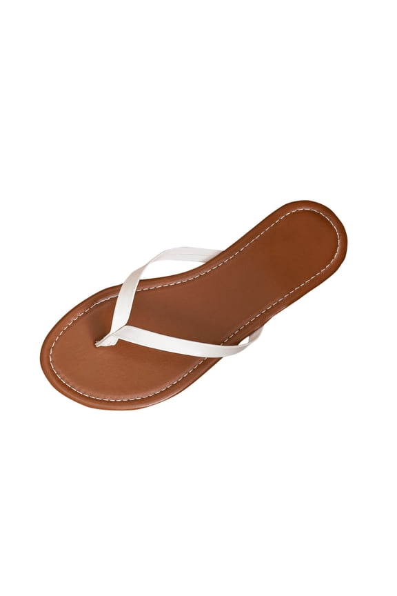 Womens Flip Flops - White Minimalist Thong Sandals, Comfortable Lightweight Non-Slip for Beach Pool Wedding Shower,Size 9