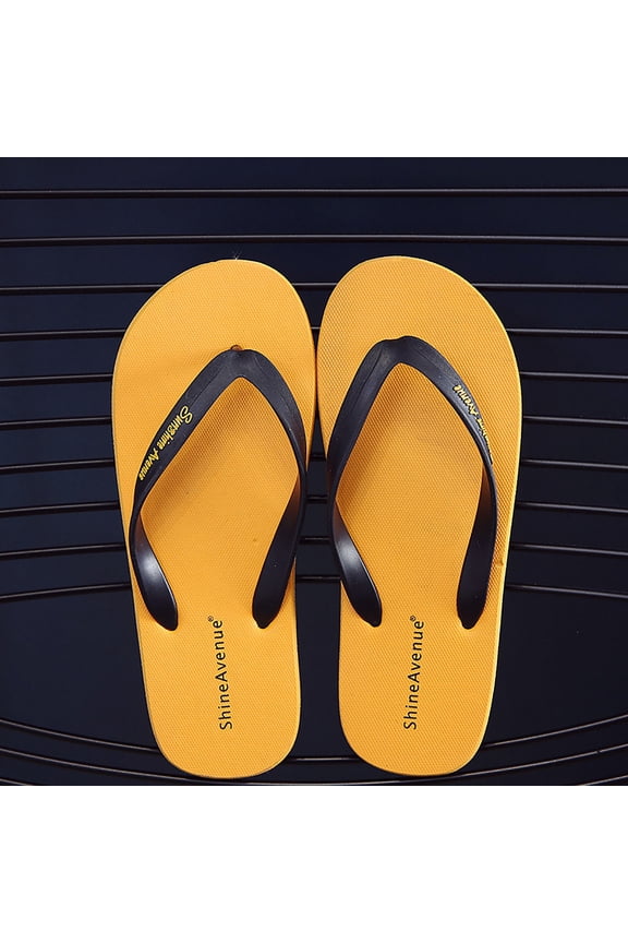 Womens Flip Flops Yellow PVC Waterproof Beach Sandals Quick-Dry Non-Slip for Pool Shower Casual Travel by ShineAvenue,Size 42