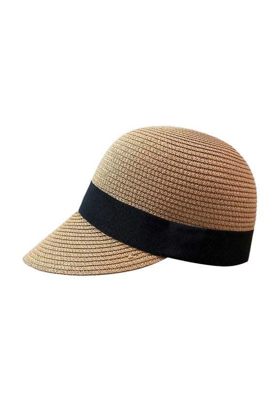 Women's Foldable Straw Baseball Cap, Casual Beach Sun Hat, Packable and Travel Friendly Sun Hat for Outdoor Activities, Garden, and Gift - Khaki