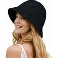 thumbnail image 1 of Womens Floppy Straw Sun Hat Packable Wide Brim Summer Beach Hat Foldable Crochet Bucket Hats, 1 of 6