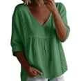thumbnail image 1 of Womens Floral Babydoll Tops，Beach Vacation Blouses Crewneck Short Sleeve Shirts Office Work Tops Boho Floral Tops Embroidered Tops Peasant Blouses Lightweight Gauze 3/4 Sleeve Blouses XL, 1 of 8