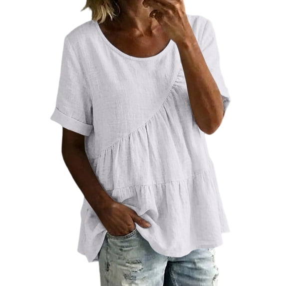 Womens Floral Babydoll Tops,Casual Summer Shirts Beach Vacation Blouses Floral Blouses For Women Peasant Blouses Lightweight Gauze 3/4 Sleeve Blouses Peplum Tops For Women Boho Floral Tops S