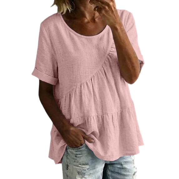 Womens Floral Babydoll Tops,Peplum Tops For Women Casual Summer Shirts Plus Size Bohemian Clothes Beach Vacation Blouses Women'S Print T Shirt Womens Boho Tops Peasant Blouses 3XL