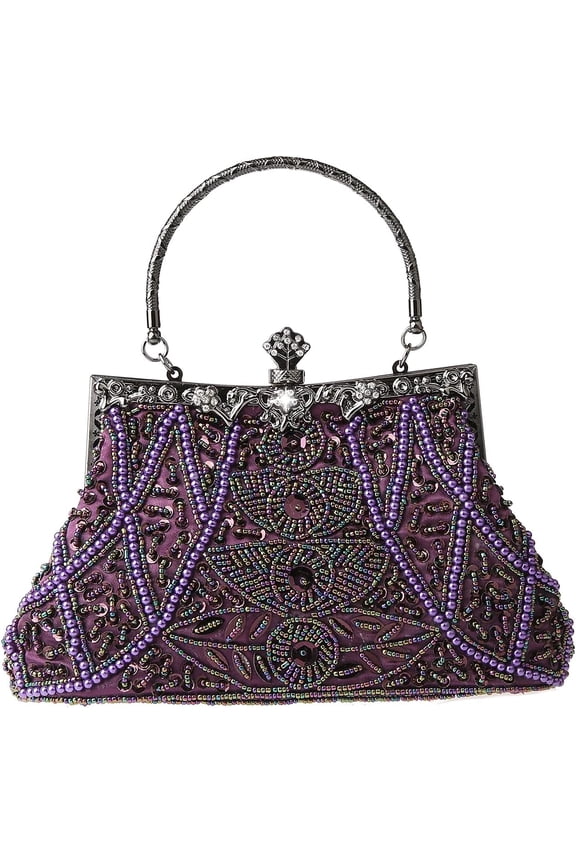 Womens  Floral Beaded Rhinestone Embroidery Clutch Sequin Crossbody Bag Evening Handbag for Bril Wedding Party Prom | , Floral, Beaded, Rhinestone, Embroidery, Sequin