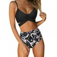 thumbnail image 1 of Womens Floral Bikini Set Swimsuit High Waist Bathing Suit Swimwear Beachwear, 1 of 9