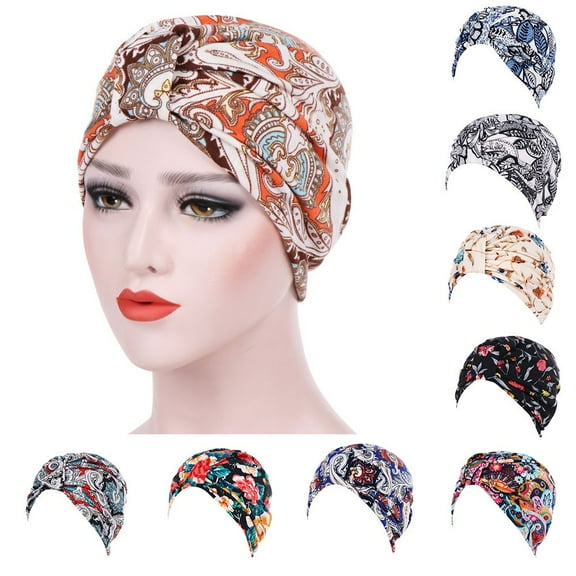 Womens Floral Cotton Turban Head Scarf Stretch Headwrap for Hair Loss