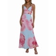 thumbnail image 1 of Womens Floral Dresses Spaghetti Strap V Neck Bodycon Maxi Beach Dress Elegant Party Long Dresses Blue S, 1 of 9