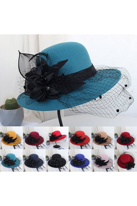 Womens Floral Embroidered Round Crown Hat Casual Fisherman Style Boater and Bowler Design for Autumn Winter