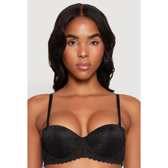 Womens Floral Lace Convertible Push Up Balconette Bra