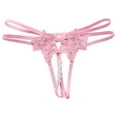 thumbnail image 1 of Womens Floral Lace Thong Panties Low Waist No Show Bow T Back Adjustable Ladies Underwear, 1 of 2