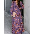 thumbnail image 1 of Womens Floral Maxi Dress Casual Deep V Neck Long Sleeve Long Evening Dress Cocktail Party Wedding Dresses, 1 of 4