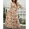 thumbnail image 1 of Womens Floral Maxi Dress Casual Deep V Neck Long Sleeve Long Evening Dress Cocktail Party Wedding Dresses, 1 of 4