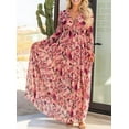 thumbnail image 1 of Womens Floral Maxi Dress Casual Deep V Neck Long Sleeve Long Evening Dress Cocktail Party Wedding Dresses, 1 of 4