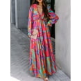 thumbnail image 1 of Womens Floral Maxi Dress Casual Deep V Neck Long Sleeve Long Evening Dress Cocktail Party Wedding Dresses, 1 of 4