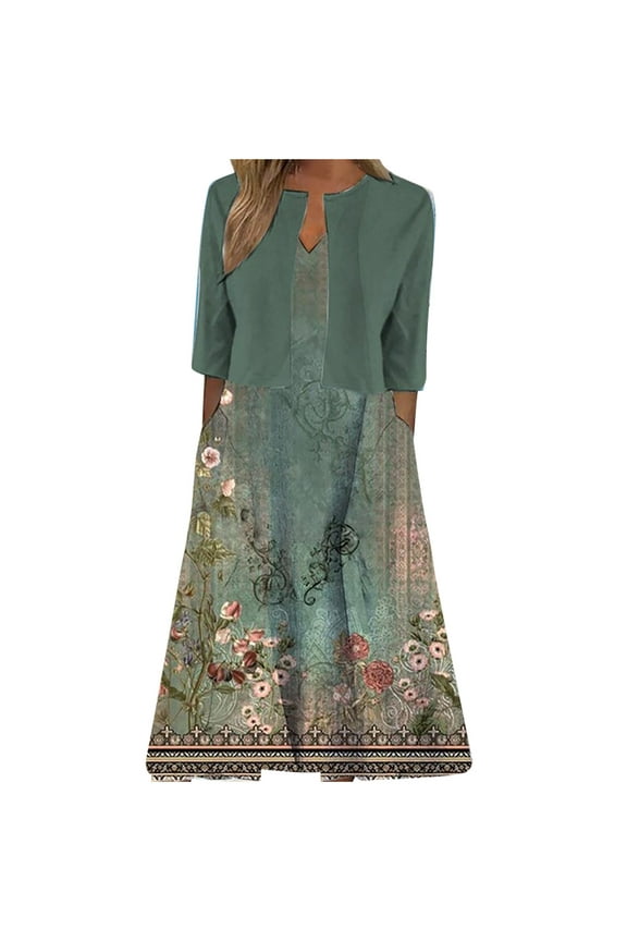 Womens Floral Maxi Dresses 2 Piece Set Sleeveless A Line Summer Beach Wedding Guest Dress with Cardigan 2026 Trendy