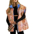 thumbnail image 1 of Womens Floral Oversized Puffer Vest Cap Sleeve Winter Warm Puffy Quilted Jackets Coat, 1 of 6