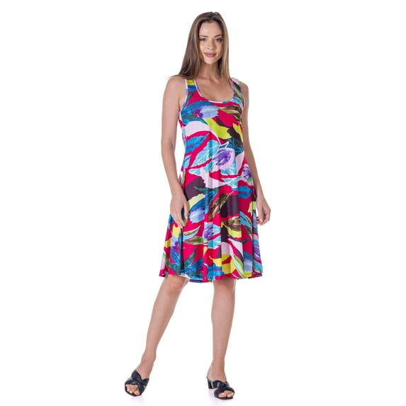 Womens Floral Print A-Line Tank Dress