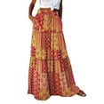 thumbnail image 1 of Womens Floral Print Boho Maxi Skirt Elastic High Waist Pleated Ruffle Flowy Long Skirts Yellow L, 1 of 4