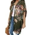 thumbnail image 1 of Womens Floral Print Cardigans Short Sleeve Draped Flowy Loose Beach Cover Up Tops, 1 of 2
