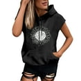 thumbnail image 1 of Womens Floral Print Hooded Sweatshirt Crew Neck Hoodies Short Sleeve Pullover Lightweight Loose Tops, 1 of 3