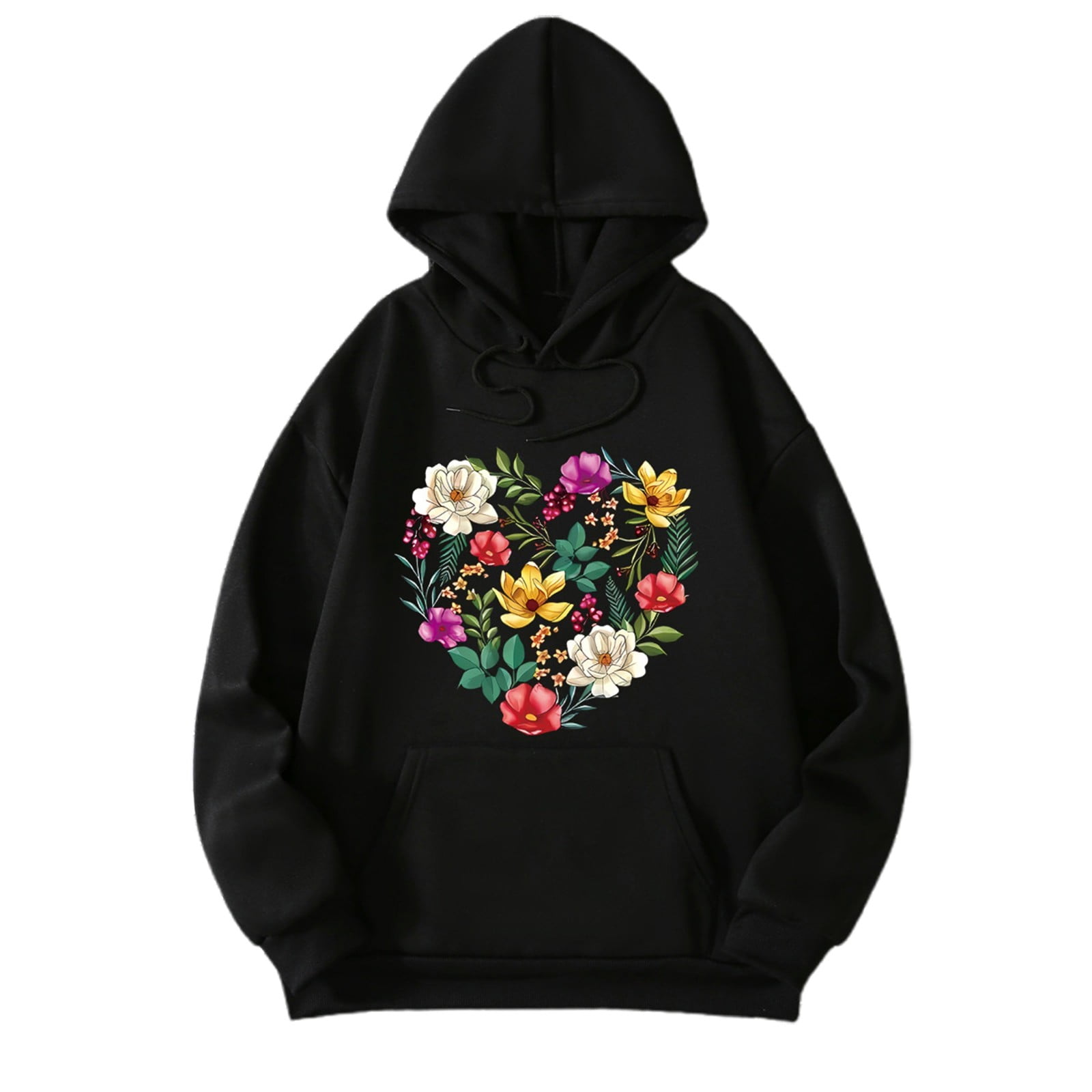 Floral Printed Long Hoodie Coat Outwear