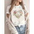 thumbnail image 1 of Womens Floral Print Short Sleeve Crew Neck T Shirt Casual Stylish Top, 1 of 5