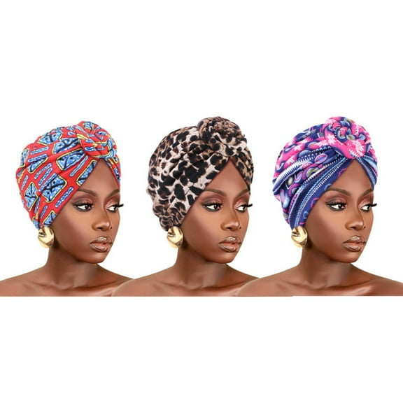 Womens Floral Print Turban Chemo Sleep Cap,Turban Hat Cap Hair Wrap 3 Pack