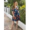 thumbnail image 1 of Womens Floral Elbow Sleeve Swing Dress, 1 of 5
