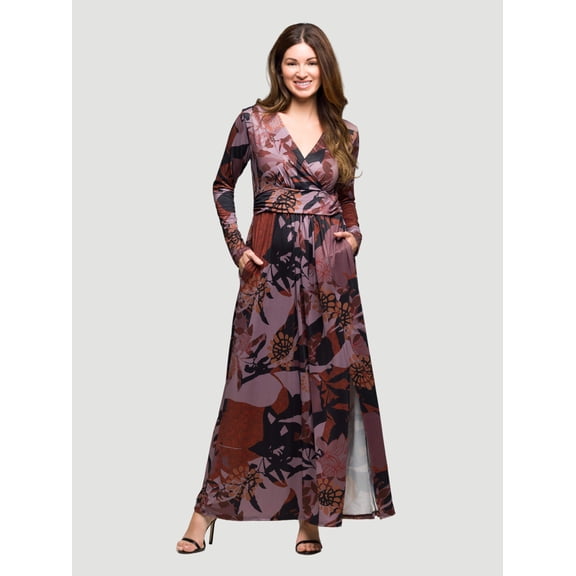 Womens Floral Print Wrap Maxi Dress