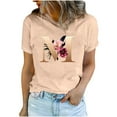 thumbnail image 1 of Womens Floral Printed T Shirts Valentine's Day Cute Short Sleeve T-Shirt Trendy Crewneck Basic Tops, 1 of 5