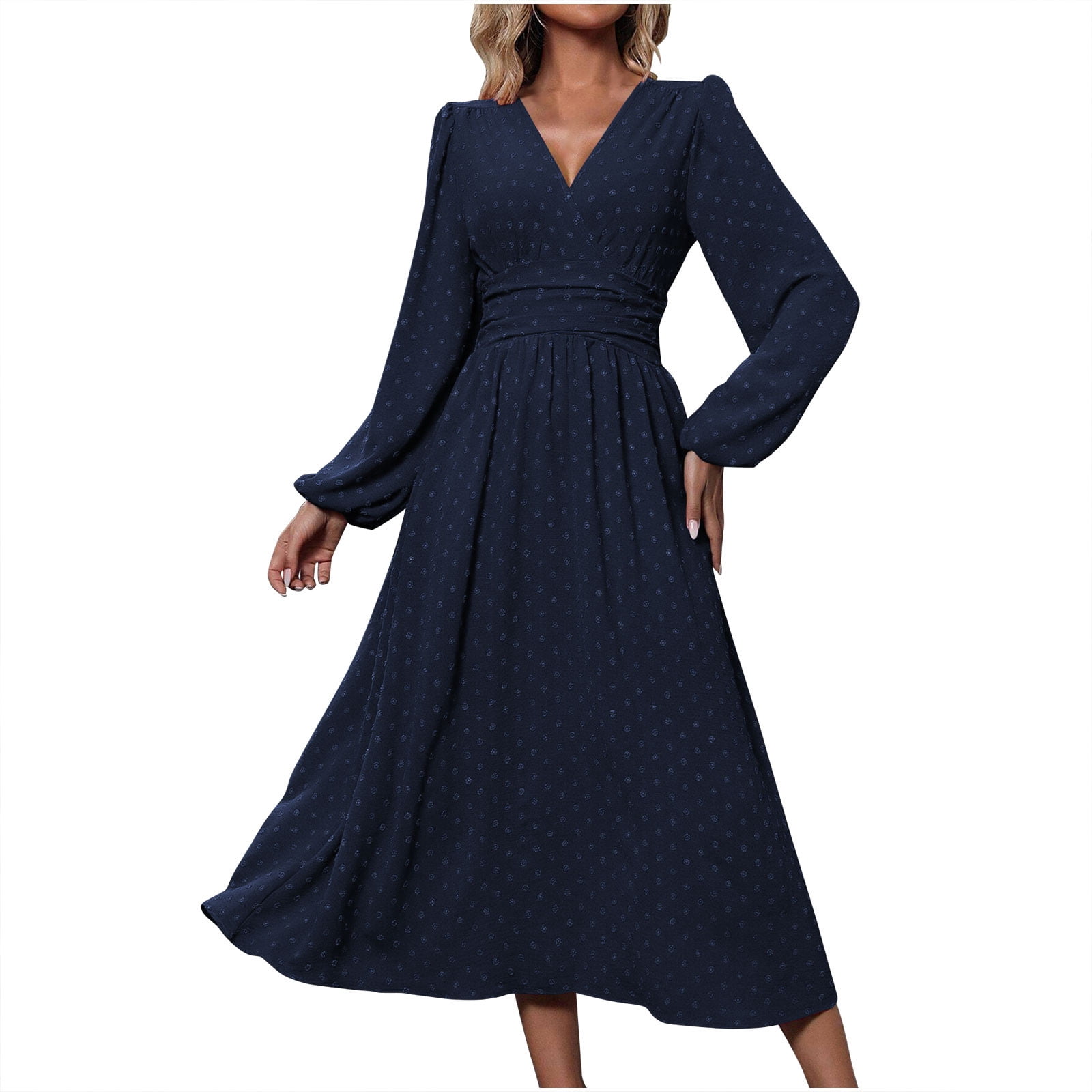 ZADORN Floral Maxi Dress – V‑Neck With Lantern Sleeves & Belt | Long Sleeve Evening & Casual Dress