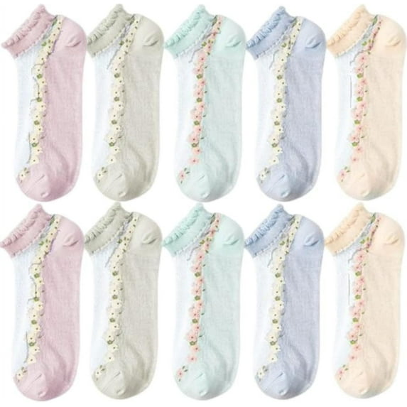 Womens Floral Socks Vintage Low Cut Ankle Socks for Women Cotton Casual Crew Socks Gifts for Women