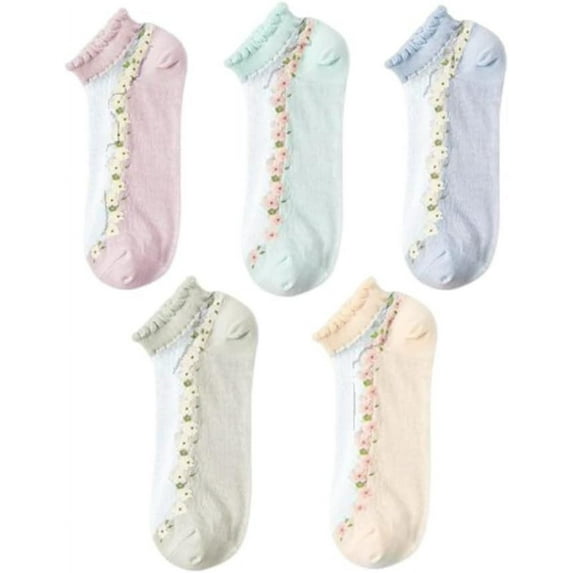 Womens Floral Socks Vintage Low Cut Ankle Socks for Women Cotton Casual Crew Socks Gifts for Women