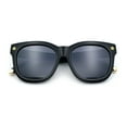 thumbnail image 1 of Womens Floral Star Metal Stud Jewel Arm Boyfriend Horn Rim Rectangle Sunglasses All Black, 1 of 8