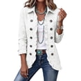 thumbnail image 1 of Womens Floral Textured Jackets Vintage Long Sleeve Button Down Ruffle Trim Fashion Tops, 1 of 7