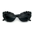 thumbnail image 1 of Womens Floral Thick Plastic Foliage Oval Retro Fashion Plastic Sunglasses All Black, 1 of 8