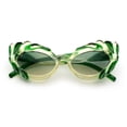 thumbnail image 1 of Womens Floral Thick Plastic Foliage Oval Retro Fashion Plastic Sunglasses Green Beige - Green, 1 of 8