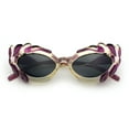 thumbnail image 1 of Womens Floral Thick Plastic Foliage Oval Retro Fashion Plastic Sunglasses Purple Beige - Black, 1 of 8