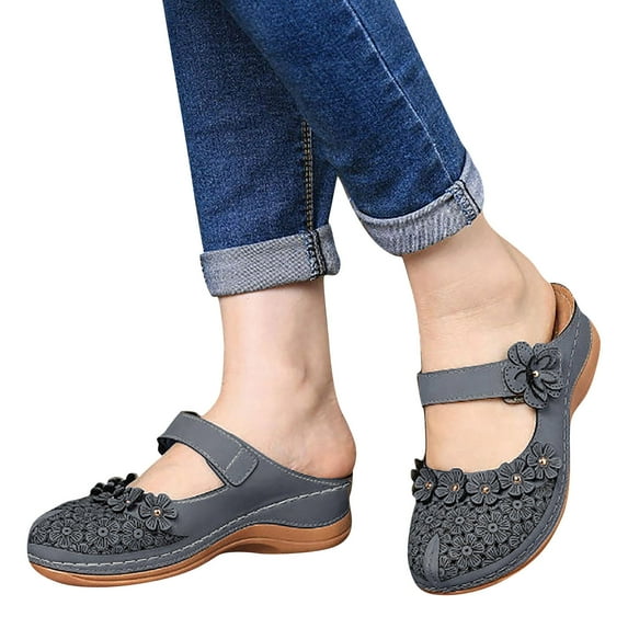 Womens Floral loafers Shoes Comfortable Slip On Sneakers Dressy Ladies Mary Jane Flat Shoes