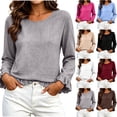 thumbnail image 1 of Womens Flounce Sleeve Blouses Crew Neck Loose Fit Elegant Casual Fall Long Ruffle Sleeve Office Shirt Gray S-2XL, 1 of 7