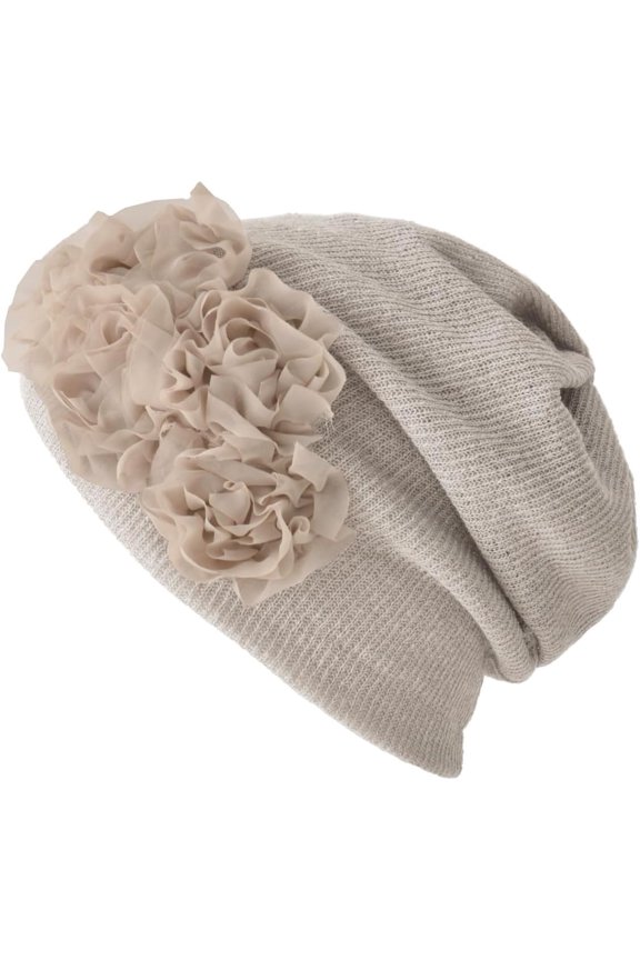 Womens Flower Beanie Hat - Bonnet Turban Headband Chemo Cap Circle Scarf