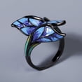 thumbnail image 1 of Womens Flower Enamel Ring Diamond Accent Brass Alloy Inlaid Fashion Jewelry Gift For Her Elegant Statement Piece, 1 of 2