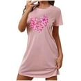 thumbnail image 1 of Womens Flower Heart Printed Nightgown Short Sleeve Sleepshirt Loose Fit Casual Summer Crewneck Tunic Pajama Dress, 1 of 6