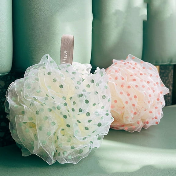 Womens Flower Loofah Sponge, Loofah Sponge Pouf Body Wash Scrubber Green 1Pcs