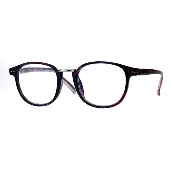 Womens Flower Pattern Thin Plastic Horn Rim Reading Glasses Purple Red 2.75