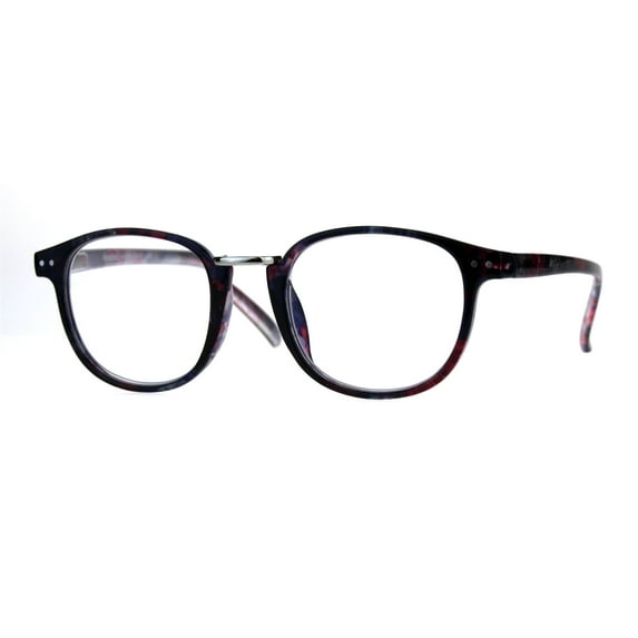 Womens Flower Pattern Thin Plastic Horn Rim Reading Glasses Purple Red 2.75