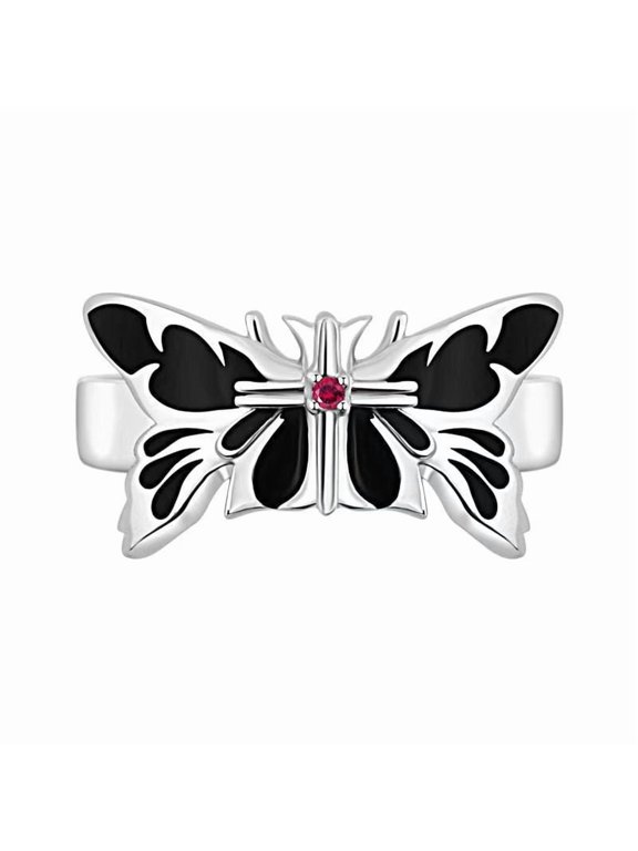 Womens Flower Ring with Butterfly Fresh Sweet Copper Adjustable Ring Six Flower Ring Anime Ring Womens Fashion Ring and Beautiful Appearance Ring Jewelry