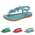 thumbnail image 1 of Womens Flower T-Strap Flat Sandals Stretch Slingback Non Slip Soft Sole Summer Casual Walking Sandals 40, 1 of 8