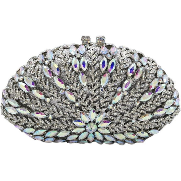 Womens Flowers Sparkly Rhinestone Evening Clutch Bag Bridal Wedding Purse for Party Prom Handbag