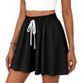 thumbnail image 1 of Womens Flowy High Waisted Shorts Loose Fit Drawstring Casual Summer Shorts with Side Pockets Black XL, 1 of 4